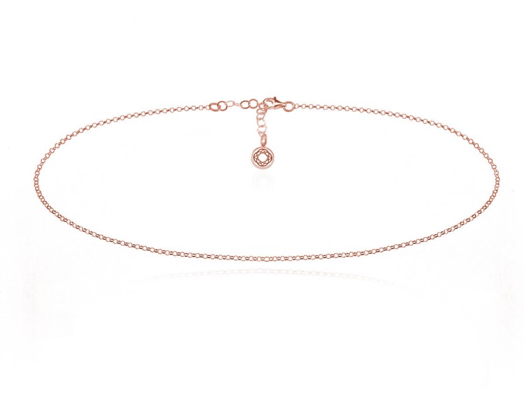 srebrny łańcuszek choker różowe złoto