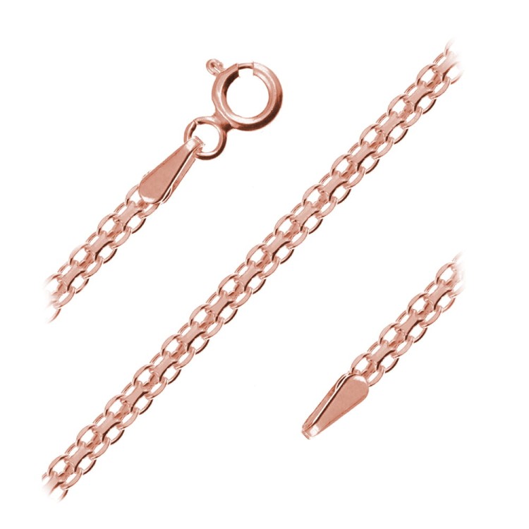 łańcuszek srebrny splot bismark różowe złoto