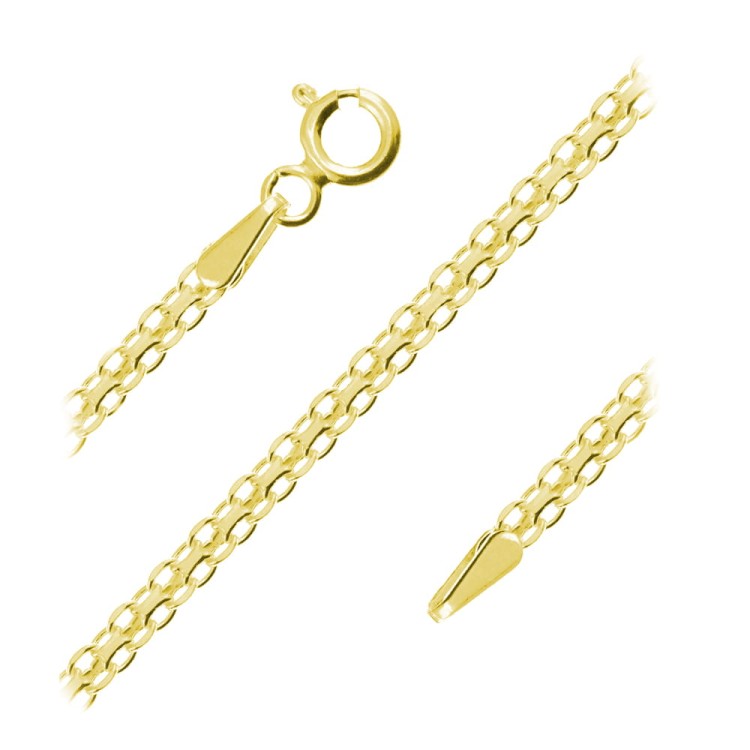 łańcuszek srebrny splot bismark złoty