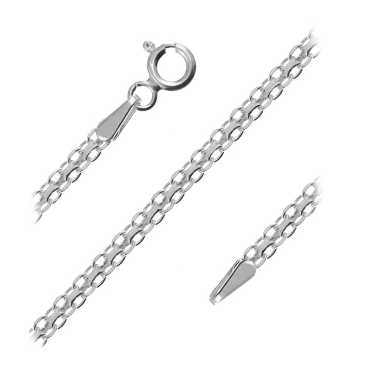 łańcuszek srebrny splot bismark platynowany