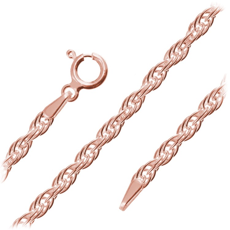 łańcuszek srebrny splot Cordino różowe złoto