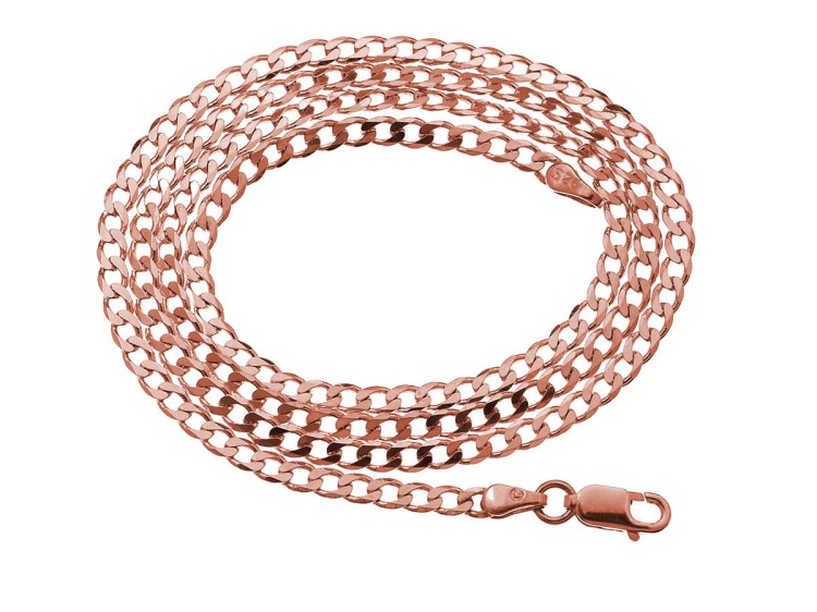 łańcuszek srebrny pancerka różowe złoto