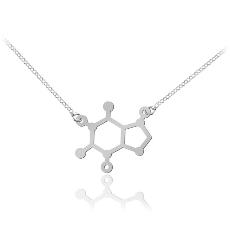 naszyjnik molekuła kofeina platynowany