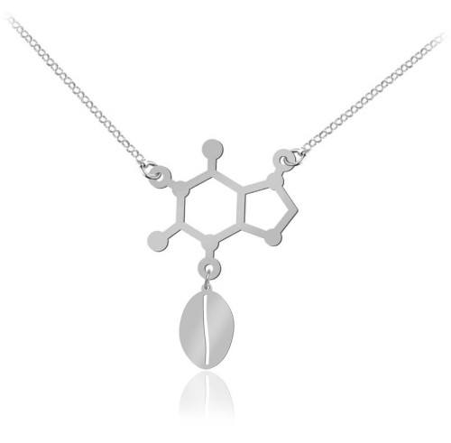 naszyjnik kofeina ziarno kawy platynowany