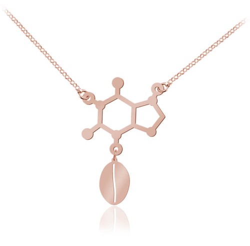 naszyjnik srebrny kofeina zairno kawy różowe złoto