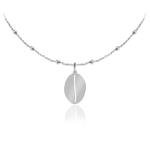 naszyjnik z ziarnem kawy łańcuszek kulki platynowany