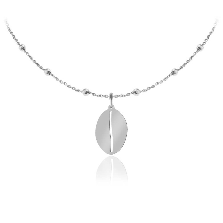 naszyjnik z ziarnem kawy łańcuszek kulki platynowany