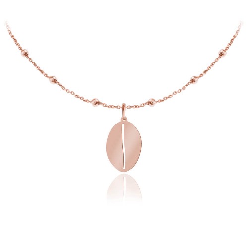 naszyjnik z ziarnem kawy łańcuszek kulki różowe złoto