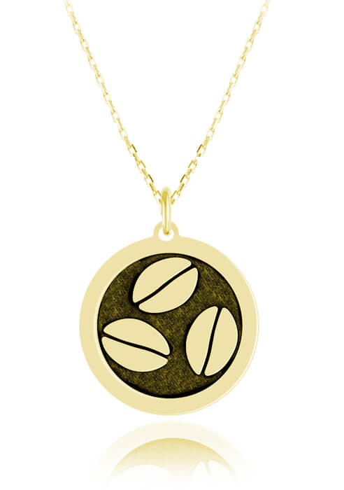 naszyjnik srebro ziarna kawy łańcuszek ankier złoty