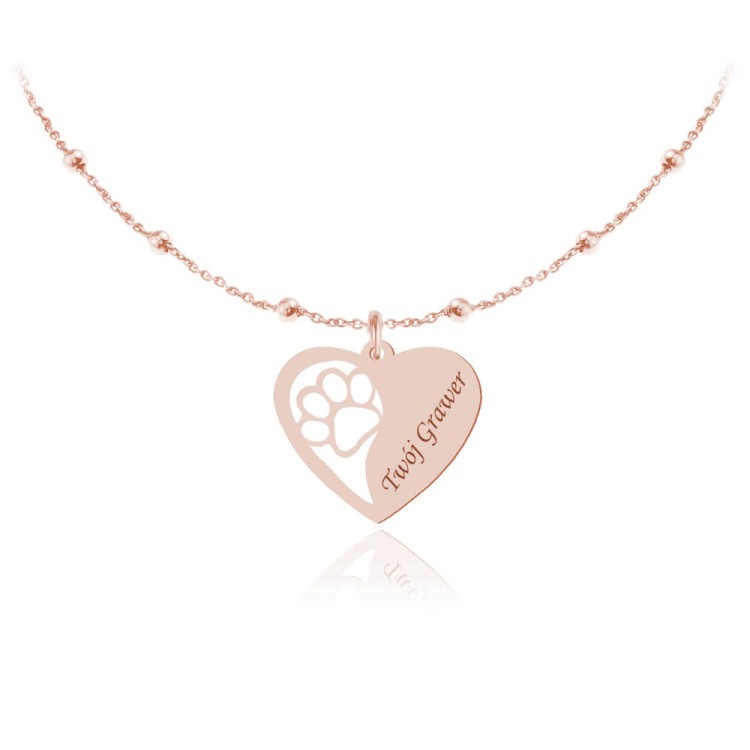 naszyjnik serce łapka różowe złoto