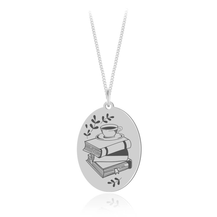 naszyjnik kawa książka łańcuszek pancerka