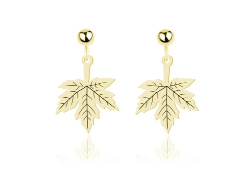 kolczyki złote liść klonu