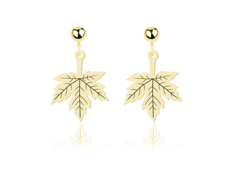 kolczyki złote liść klonu