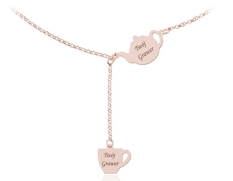 naszyjnik kawa herbata imbryk dzbanek filiżanka kubek przekładany