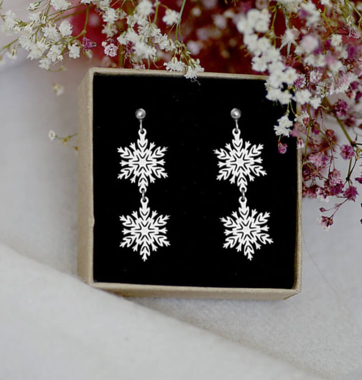 kolczyki śniezynki długie