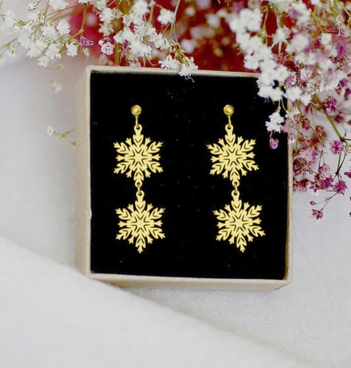 kolczyki snieżynki długie