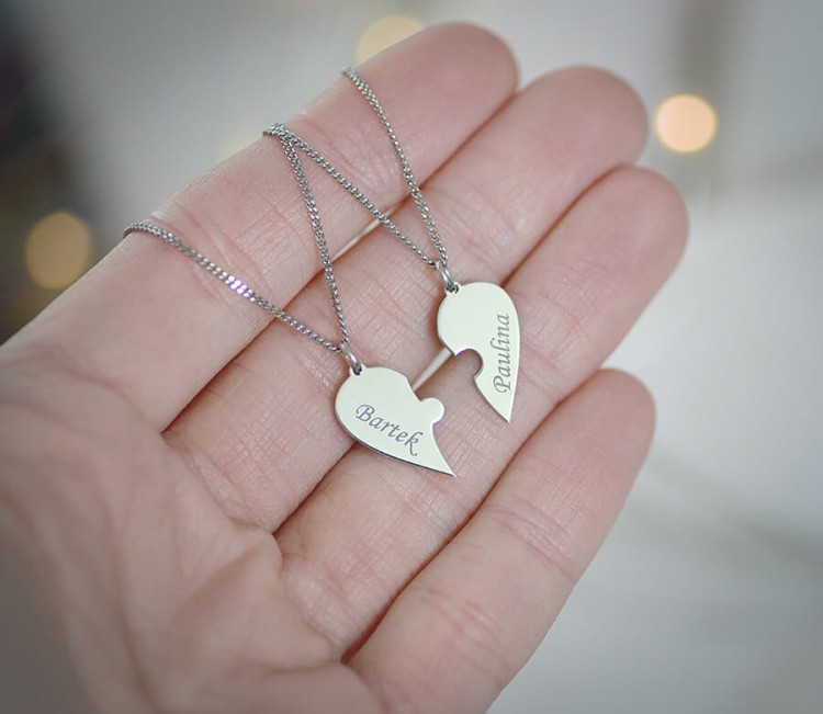 komplet naszyjnikow serce dla pary