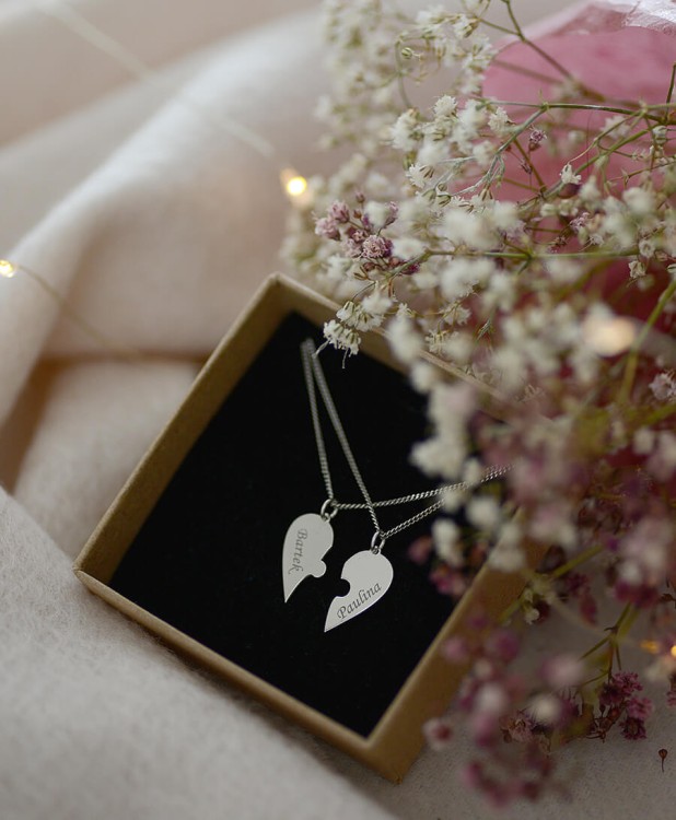 komplet naszyjników serce dla pary