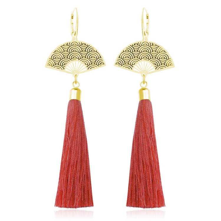 kolczyki wachlarze z chwostem złote