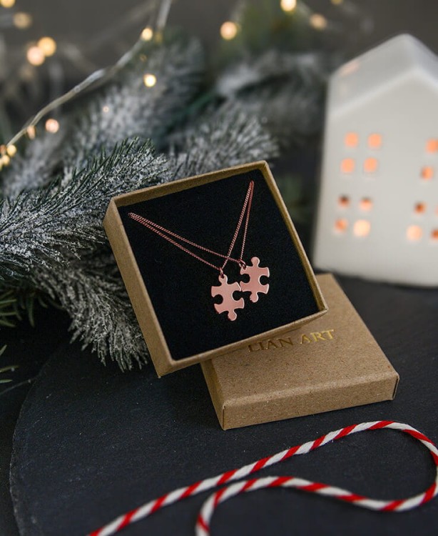 komplet naszyjników puzzli dla pary