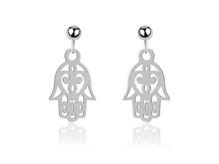 kolczyki Ręka Fatimy Hamsa platynowane
