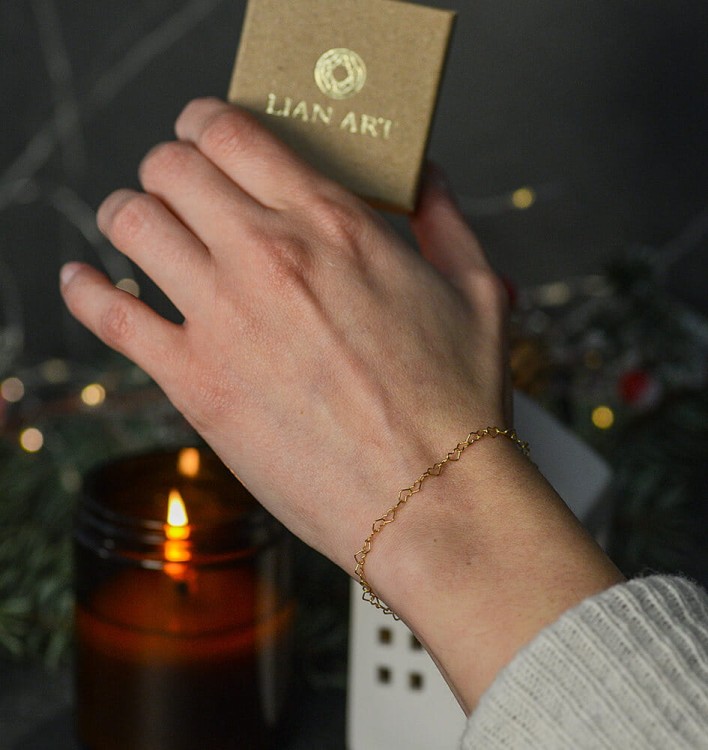 bransoletka łańcuszek splot serca