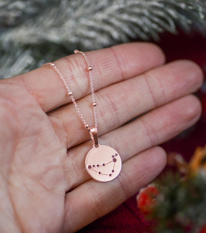 naszyjnik znak zodiaku konstelacja ażur różowe złoto
