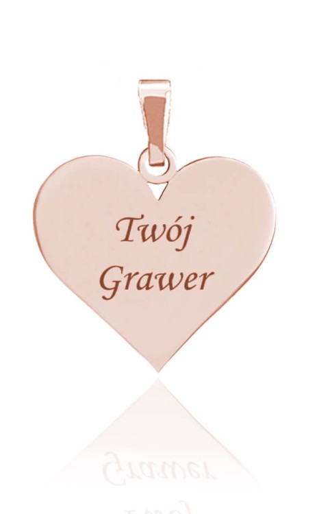 wisiorek serce różowe złocenie