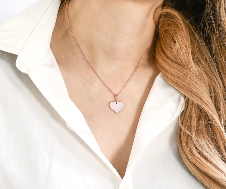 wisiorek serce różowe złocenie