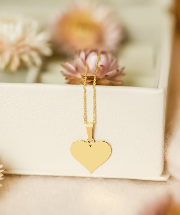 złoty naszyjnik serce z grawerem