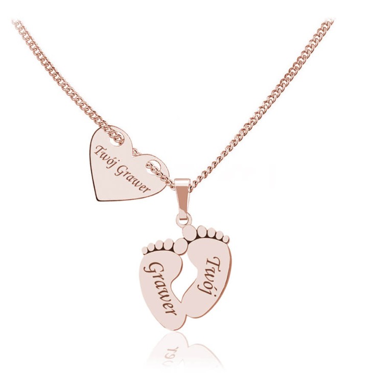 naszyjnik serce stópki łańcuszek pancerka