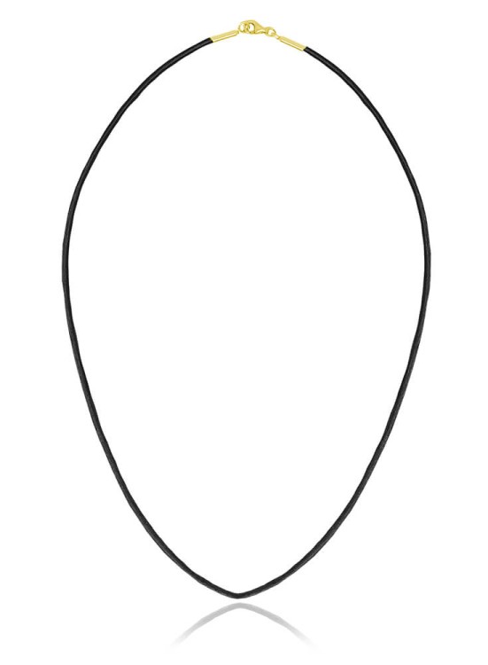 naszyjnik rzemień złote okucia