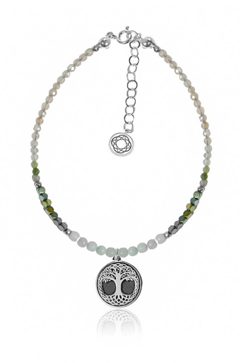 bransoletka Yggdrasil Drzewo Życia naturalne kamienie