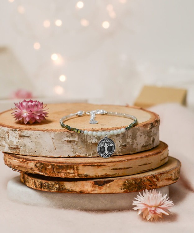 bransoletka Yggdrasil Drzewo Życia naturalne kamienie