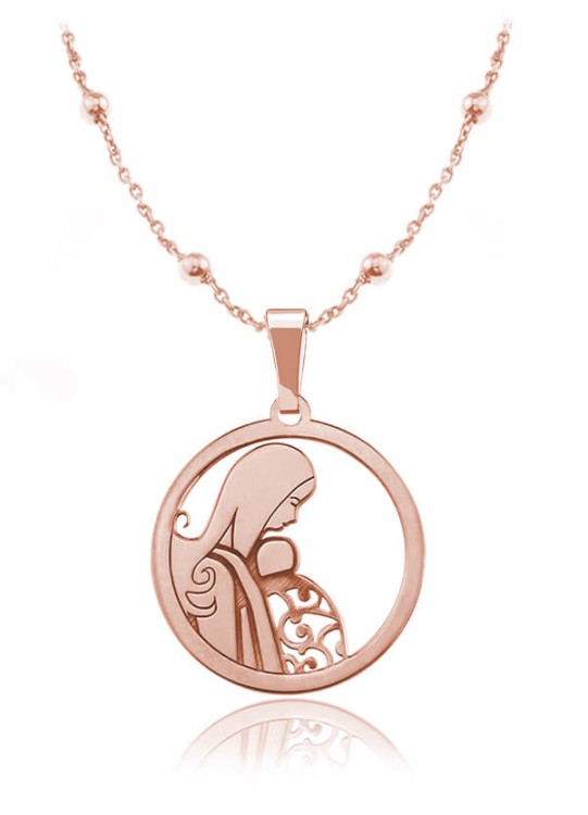 naszyjnik mama dziecko chusta różowe złoto