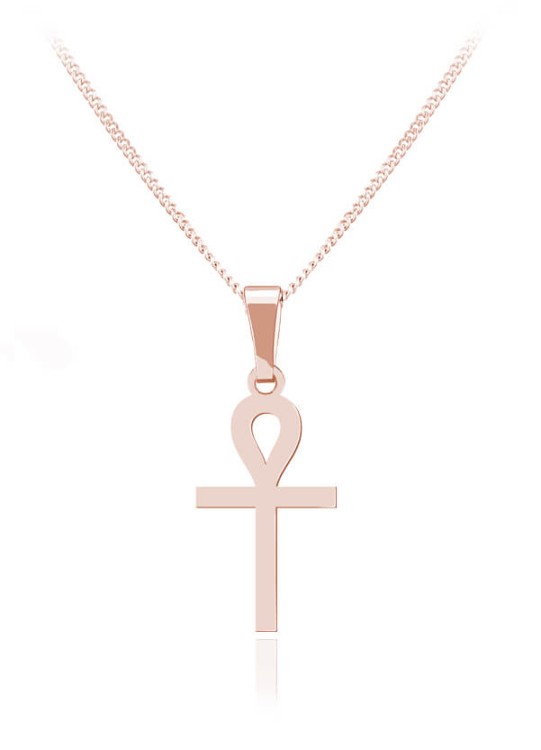 naszyjnik krzyż ankh różowe złoto łańcuszek pancerka