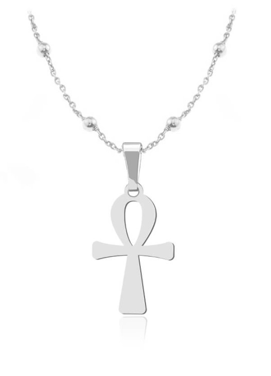 naszyjnik krzyż ankh łańcuszek kulki