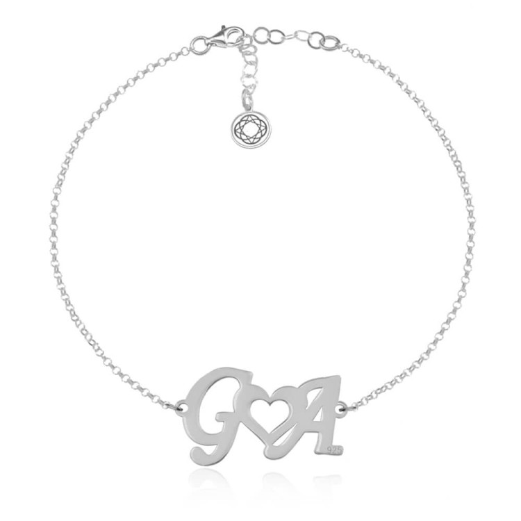 bransoletka z literkami i sercem