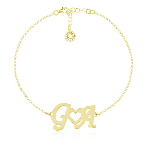 bransoletka literki i serce złota