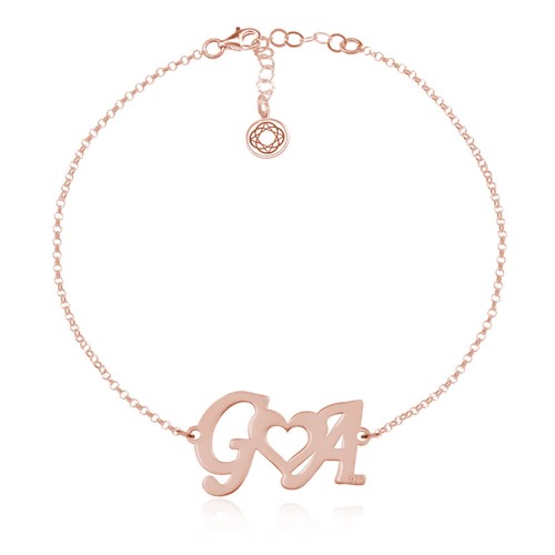 bransoletka serce literki różowe złoto