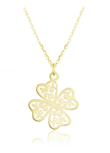 naszyjnik z azurową koniczynką splot lańcuszka ankier