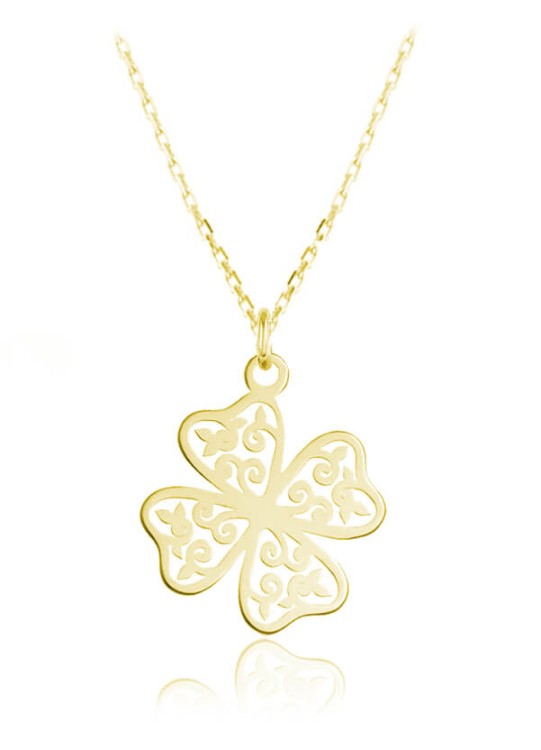 naszyjnik z azurową koniczynką splot lańcuszka ankier