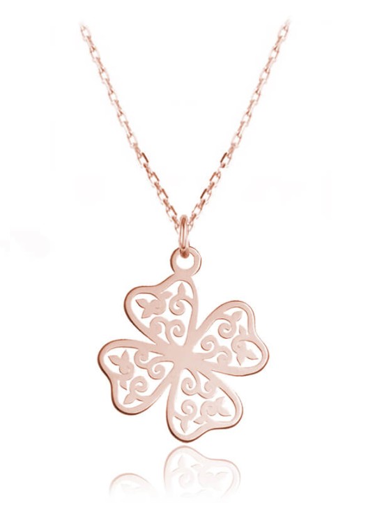 naszyjnik z azurową koniczynką splot lańcuszka ankier