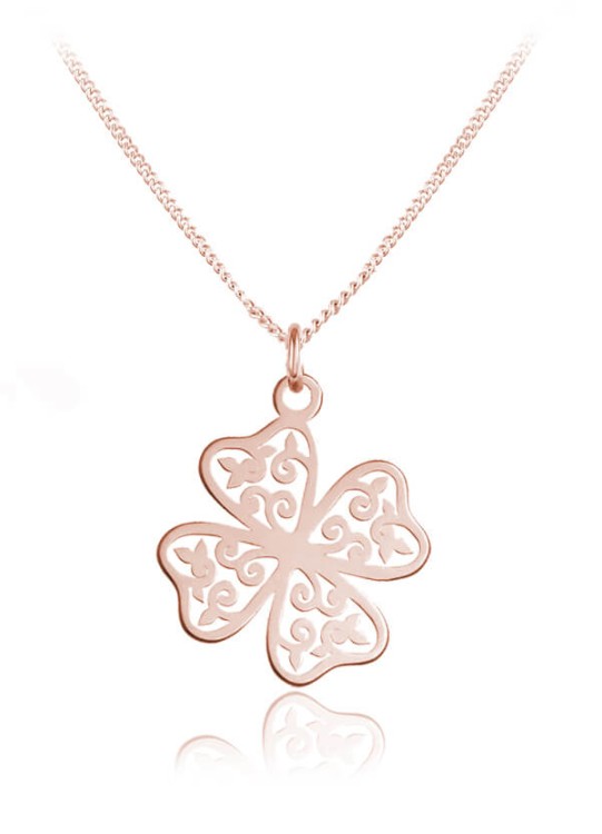 naszyjnik z azurową koniczynką splot lańcuszka pancerka