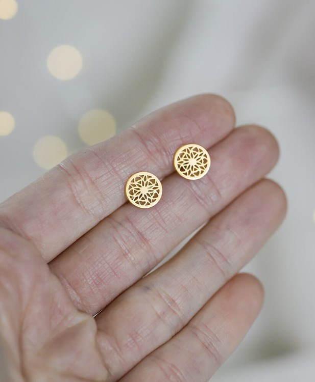 kolczyki złote rozetki