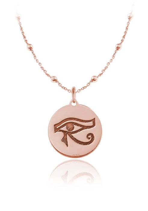 naszyjnik srebrny Oko Horusa łańcuszek kulki