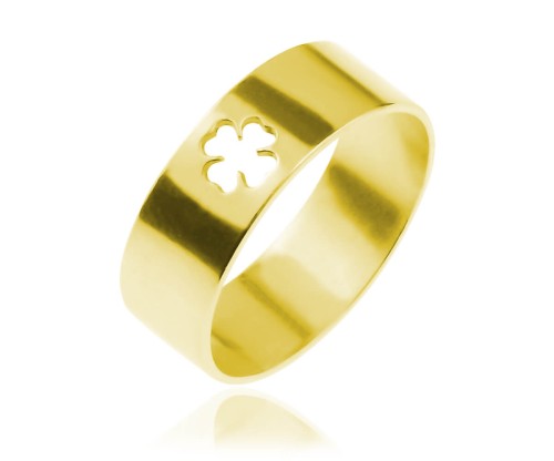 obrączka z koniczynką złota