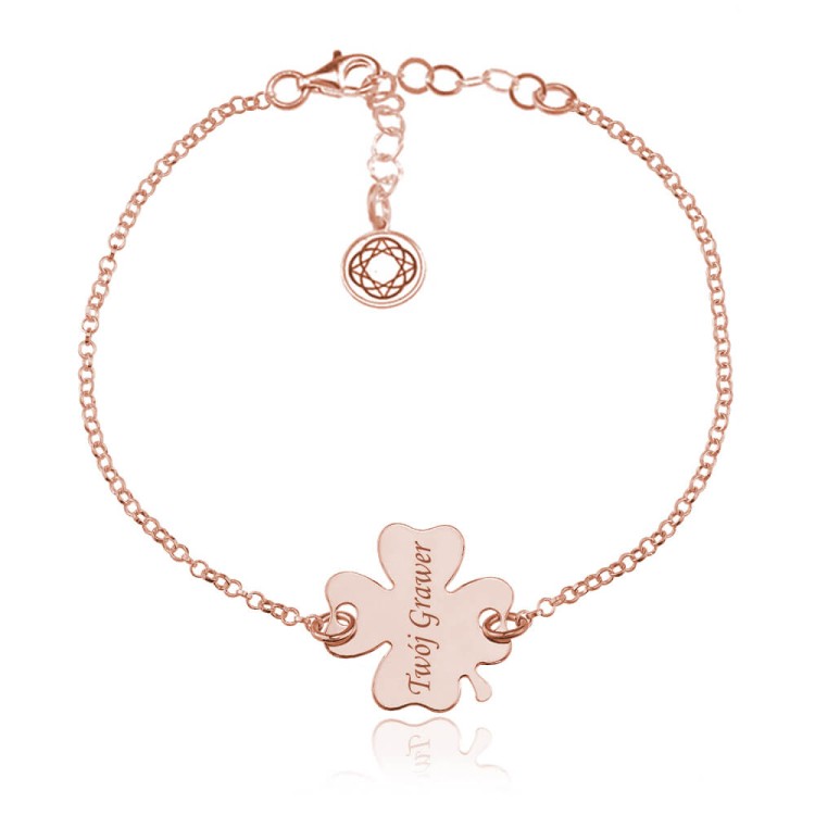 bransoletka koniczynka grawer różowe złoto