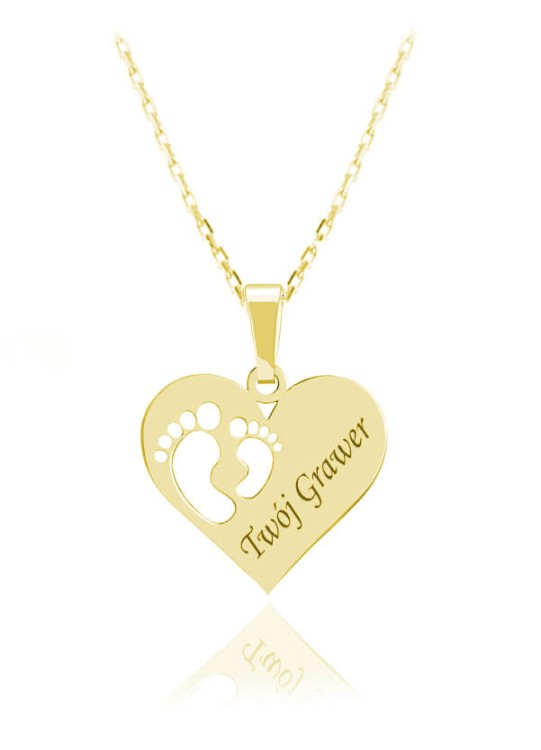 naszyjnik złoty serce stópki łańcuszek ankier