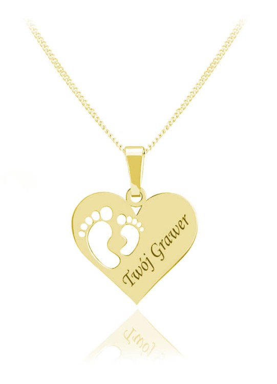 naszyjnik złoty serce stópki łańcuszek pancerka